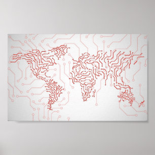 Weltkarte für das Schaltbrett Poster
