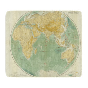 Weltkarte für den Indischen Ozean, Europa, Asien, Schneidebrett