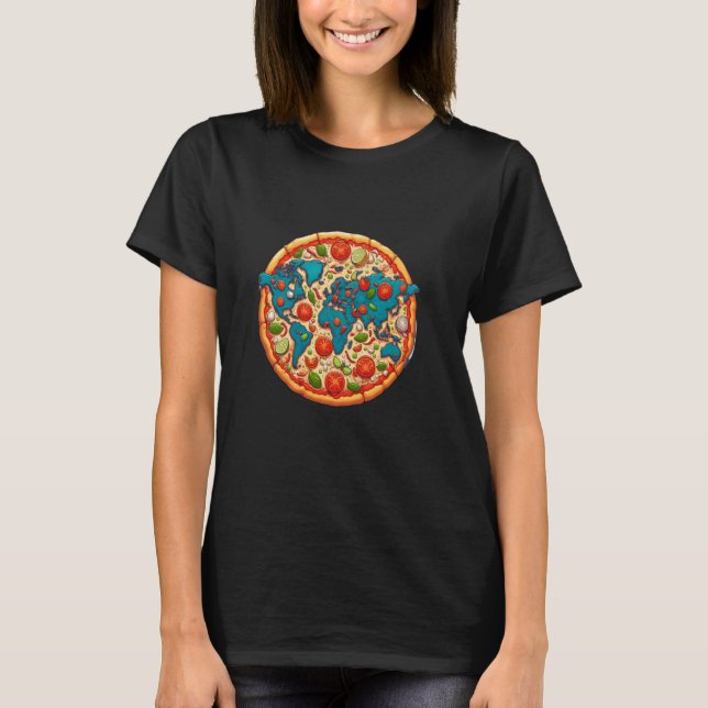 Weltkarte für eine köstliche Pizza T-Shirt (Vorderseite)