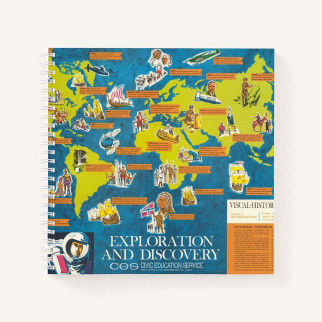 Weltkarte für Erkundung und Entdeckung Visueller G Notizbuch (Vorderseite)