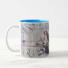 Weltkarte für große Schiffe im Pazifik Zweifarbige Tasse
