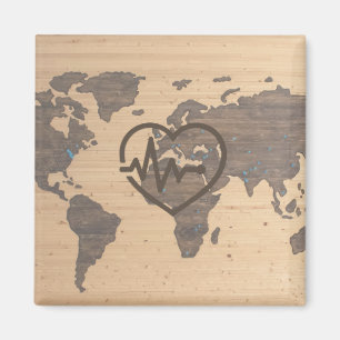 Weltkarte für Holzfäller Magnet