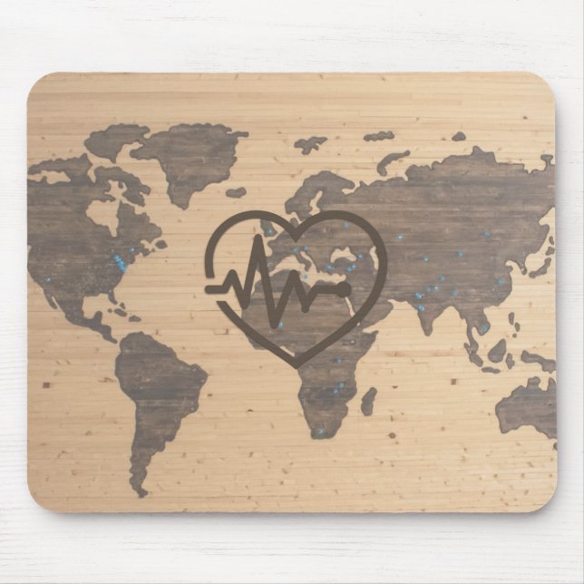 Weltkarte für Holzfäller Mousepad (Vorne)