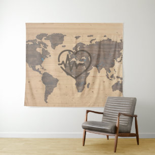 Weltkarte für Holzfäller Wandteppich