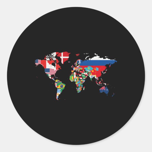Weltkarte für internationale Flaggen Runder Aufkleber (Vorderseite)