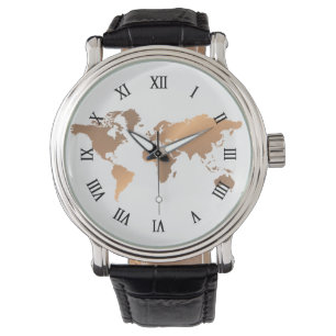 Weltkarte für Kupferuhr Armbanduhr