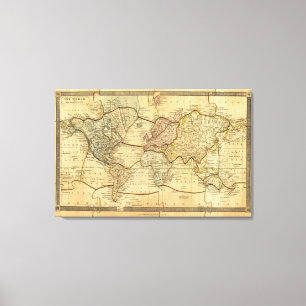 Weltkarte für Mercators Projection Leinwanddruck