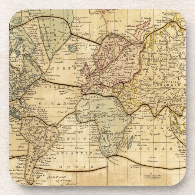 Weltkarte für Mercators Projection Untersetzer (Vorderseite)