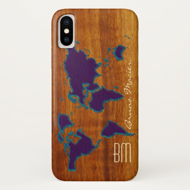 Weltkarte für personalisiertes Holz Case-Mate iPhone Hülle (Rückseite)