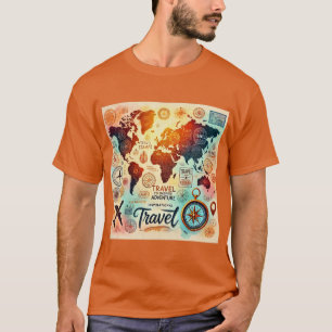 Weltkarte für Wasserfarben mit Kompass T-Shirt