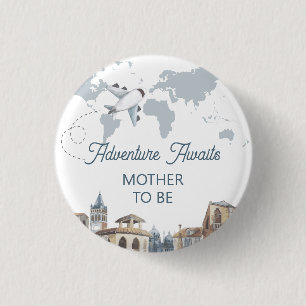 Weltkarte für werdende Mütter Luftfahrt Baby Showe Button