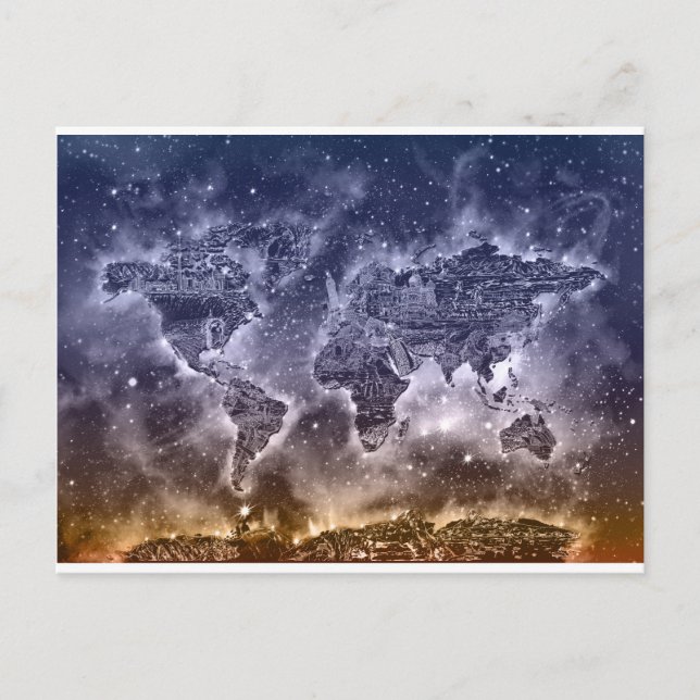 Weltkarte Galaxie 2 Postkarte (Vorderseite)