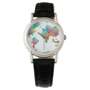 Weltkarte gemacht von den geometrischen Formen Armbanduhr