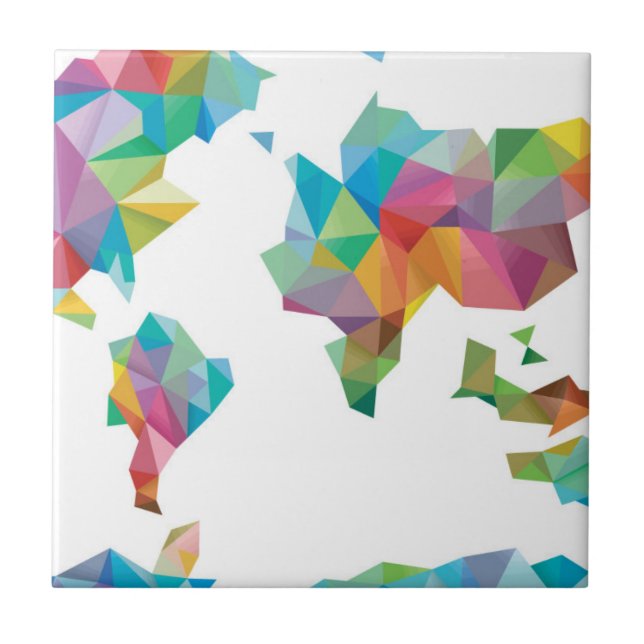 Weltkarte gemacht von den geometrischen Formen Fliese (Vorderseite)