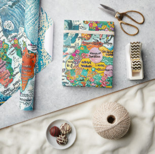 Weltkarte geschenkpapier
