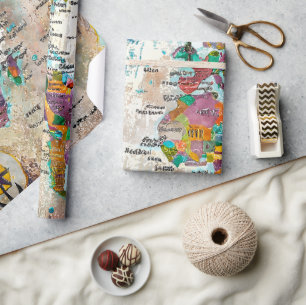Weltkarte geschenkpapier