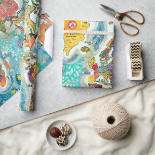 Weltkarte geschenkpapier