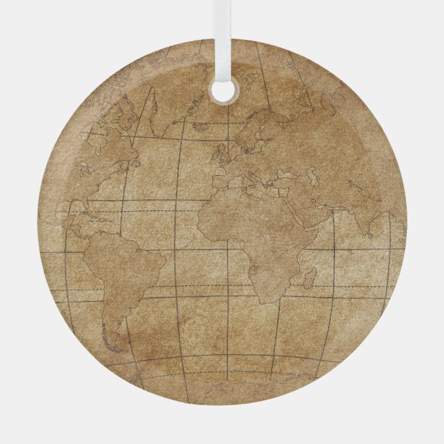 Weltkarte: Global Exploration Guide Ornament Aus Glas (Vorderseite)
