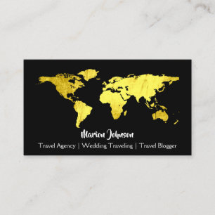 Weltkarte Globe Karte Schwarzes Gold-Logo 