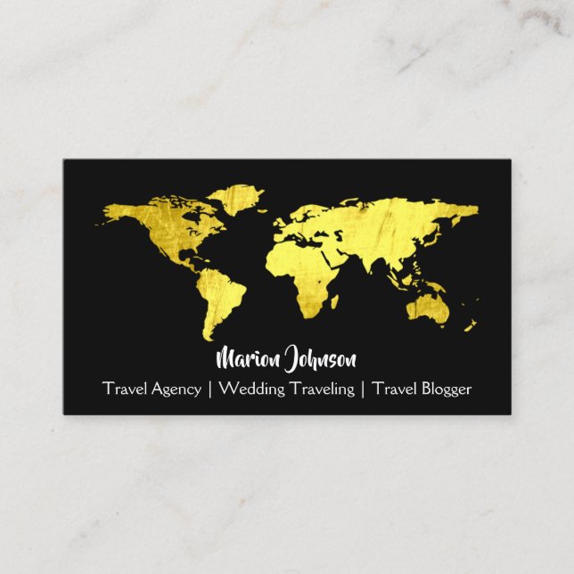 Weltkarte Globe Karte Schwarzes Gold-Logo (Vorderseite)