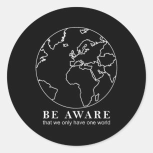 Weltkarte Globe Kontur Umweltschutz Runder Aufkleber