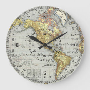 Weltkarte Große Wanduhr