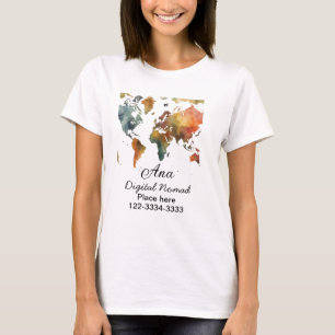 Weltkarte hinzufügen Name Text Ort Stadtrandtelefo T-Shirt