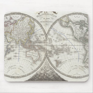 Weltkarte in 2 Hemisphären Mousepad