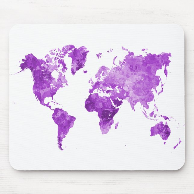 Weltkarte in Aquarell 08 Lila Mousepad (Vorne)