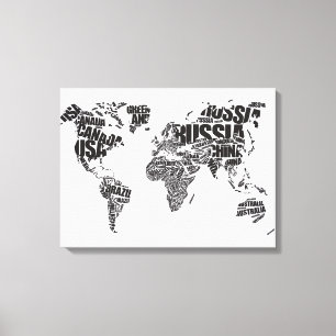 Weltkarte in der Typografie Leinwanddruck