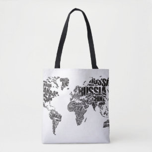 Weltkarte in der Typografie Tasche
