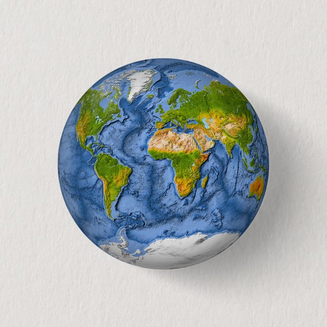 Weltkarte in einem Kreis Button (Vorderseite)
