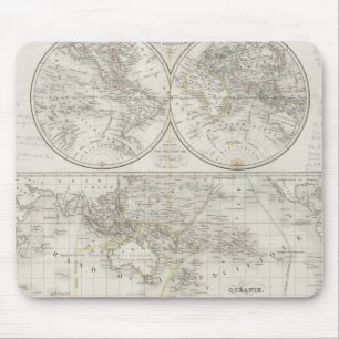 Weltkarte in zwei Hemisphären Mousepad