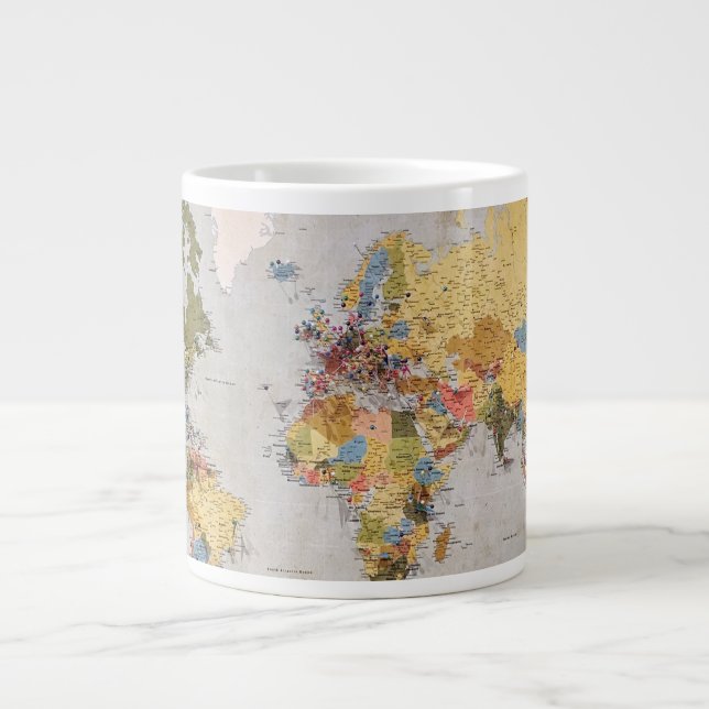 Weltkarte Jumbo-Tasse (Vorderseite)