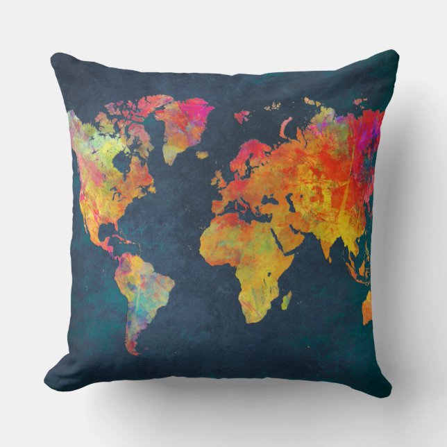 Weltkarte Kissen (Vorderseite)