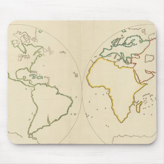 Weltkarte Kontur 2 Mousepad (Vorne)