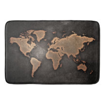 Weltkarte Leder geographisch braun