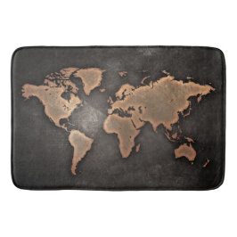 Weltkarte Leder geographisch braun Badematte