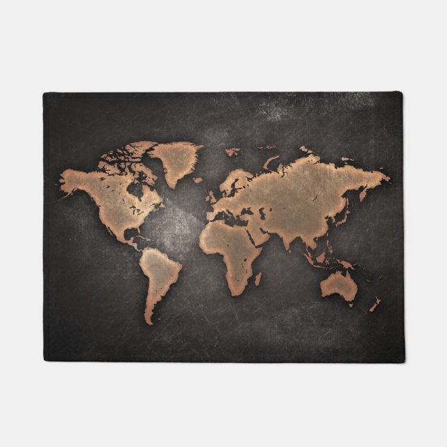 Weltkarte Leder geographisch braun Fußmatte (Vorderseite)