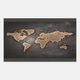 Weltkarte Leder geographisch braun Rechteckiger Aufkleber