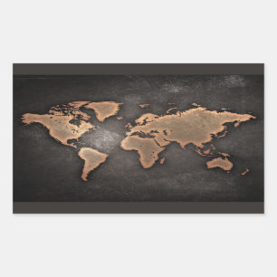 Weltkarte Leder geographisch braun Rechteckiger Aufkleber