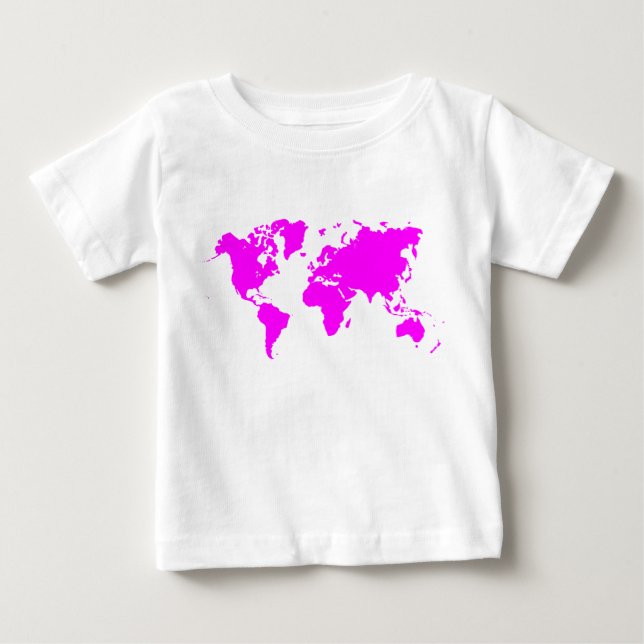 Weltkarte - Magenta Baby T-shirt (Vorderseite)
