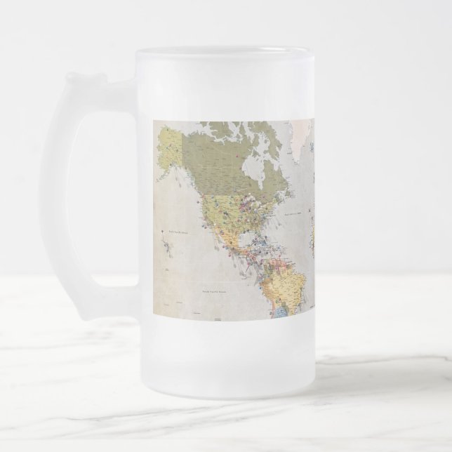 Weltkarte Mattglas Bierglas (Links)
