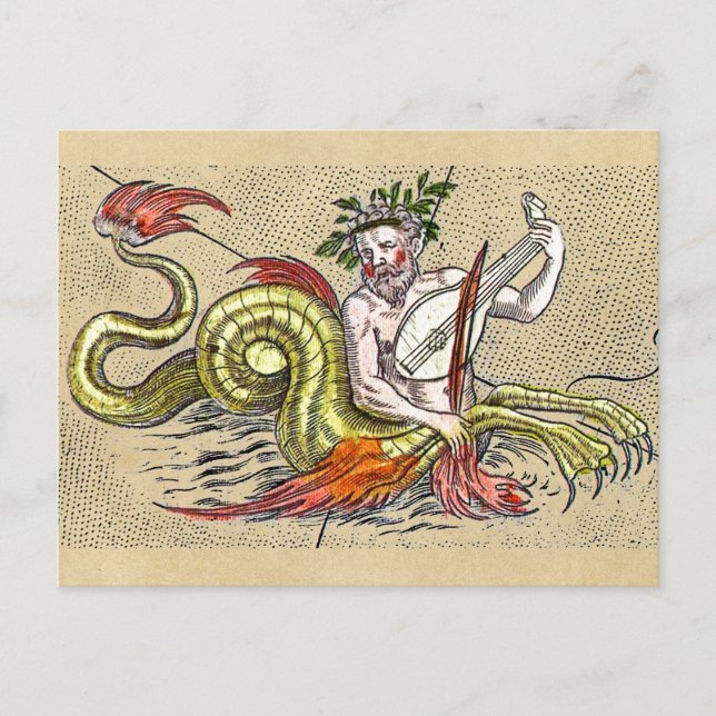 Weltkarte Merman und Lyre Postkarte (Vorderseite)
