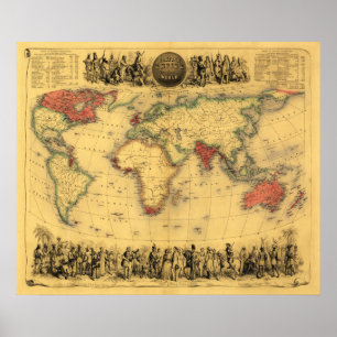Weltkarte mit dem Britischen ReichPanoramakarte Poster