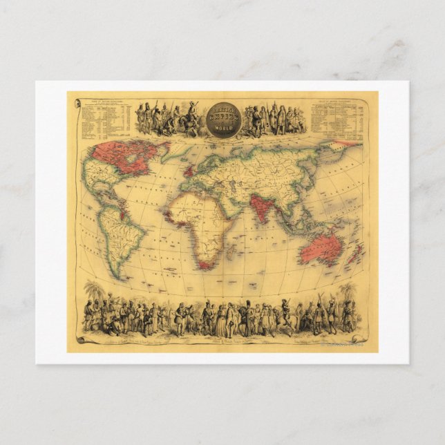 Weltkarte mit dem Britischen ReichPanoramakarte Postkarte (Vorderseite)