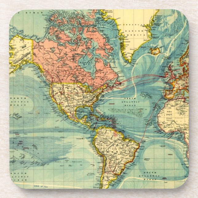 Weltkarte mit Geografie der Staaten Getränkeuntersetzer (Vorderseite)