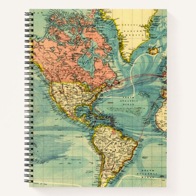 Weltkarte mit Geografie der Staaten Notizbuch (Vorderseite)