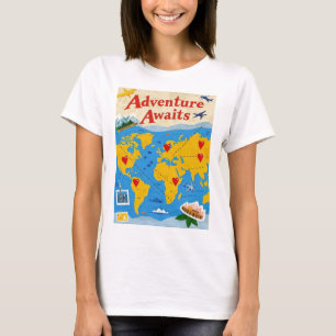 Weltkarte mit herzlichen Buttonen und Sehenswürdig T-Shirt