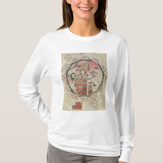 Weltkarte mit Jerusalem in der Mitte T-Shirt (Vorderseite)